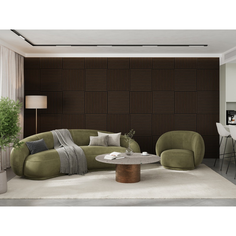 Mexen Linea 15 acoustic wall panel 60 x 60 cm (4 pcs), 9 mm felt, technical veneer, Mocca Oak - S110-60607-15-045