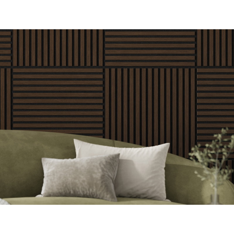 Mexen Linea 15 acoustic wall panel 60 x 60 cm (4 pcs), 9 mm felt, technical veneer, Mocca Oak - S110-60607-15-045