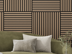 Mexen Linea 15 acoustic wall panel 60 x 60 cm (4 pcs), 9 mm felt, technical veneer, Light Walnut - S110-60607-15-047