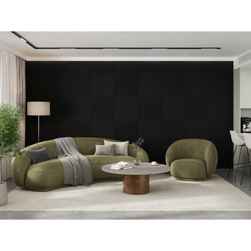 Mexen Linea 15 acoustic wall panel 60 x 60 cm (4 pcs.), 9 mm felt, technical veneer, Matte Black - S110-60607-15-053