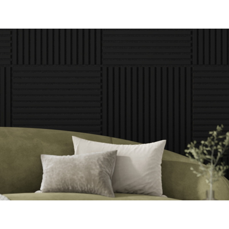 Mexen Linea 15 acoustic wall panel 60 x 60 cm (4 pcs.), 9 mm felt, technical veneer, Matte Black - S110-60607-15-053