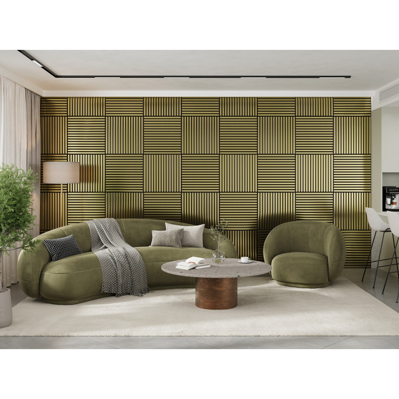 Mexen Linea 15 acoustic wall panel 60 x 60 cm (4 pcs), 9 mm felt, technical veneer, Gold - S110-60607-15-057