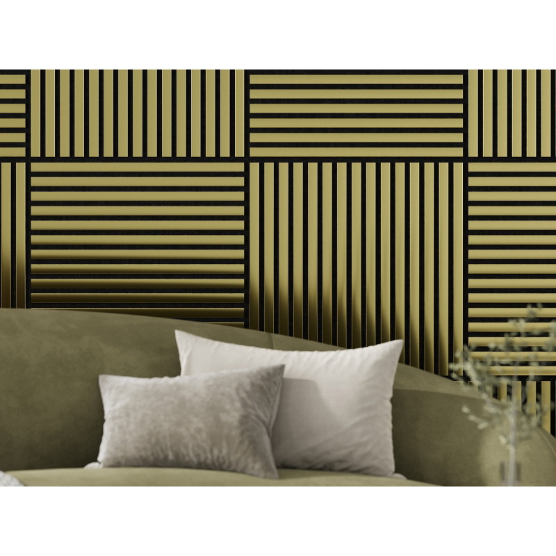 Mexen Linea 15 acoustic wall panel 60 x 60 cm (4 pcs), 9 mm felt, technical veneer, Gold - S110-60607-15-057