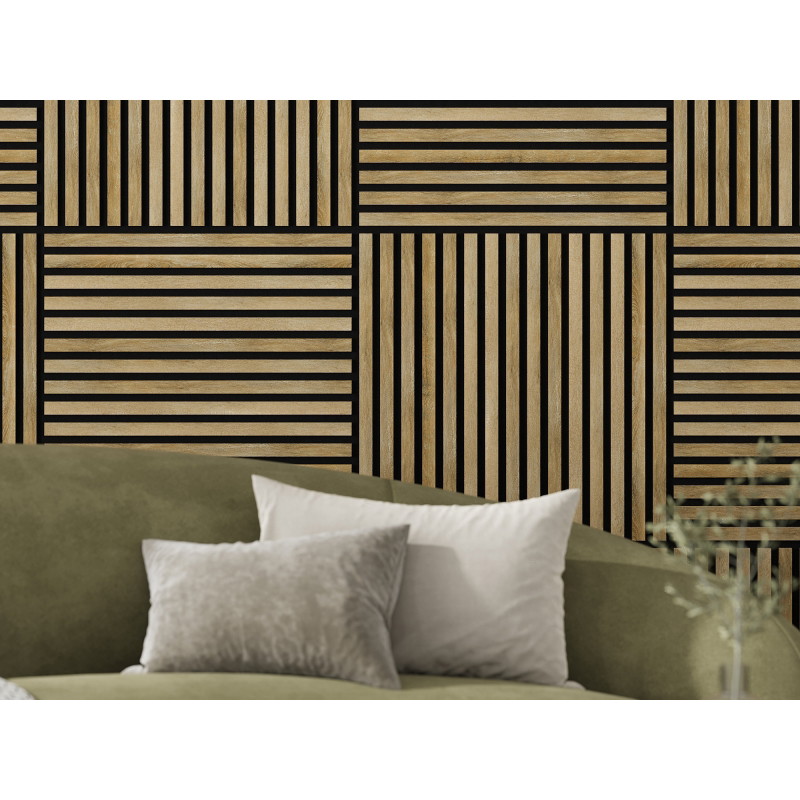 Mexen Linea 15 acoustic wall panel 60 x 60 cm (4 pcs), 9 mm felt, technical veneer, Honey Oak - S110-60607-15-066