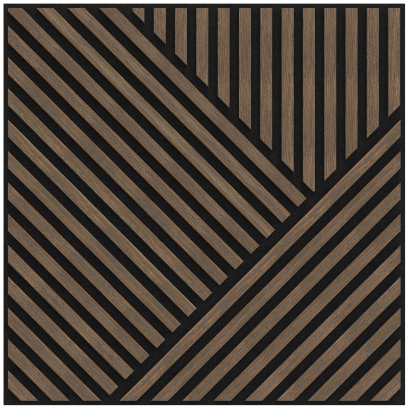 Mexen Linea 25 acoustic wall panel 60 x 60 cm (4 pcs), 9 mm felt, technical veneer, Dark Walnut - S110-60607-25-044