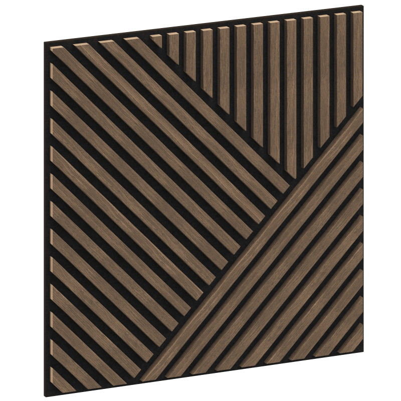 Mexen Linea 25 acoustic wall panel 60 x 60 cm (4 pcs), 9 mm felt, technical veneer, Dark Walnut - S110-60607-25-044