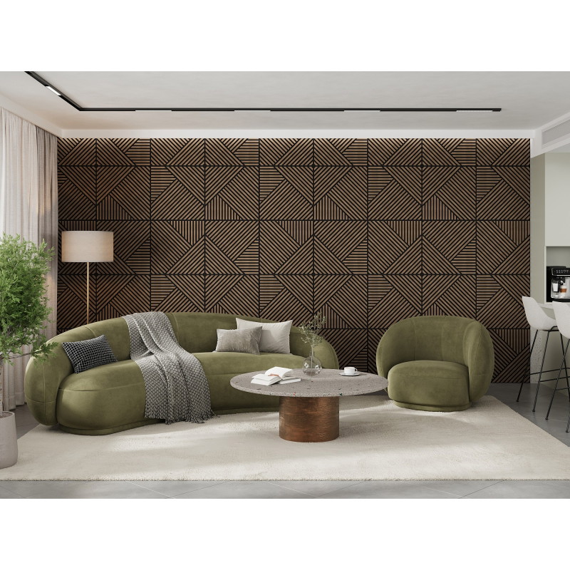 Mexen Linea 25 acoustic wall panel 60 x 60 cm (4 pcs), 9 mm felt, technical veneer, Dark Walnut - S110-60607-25-044