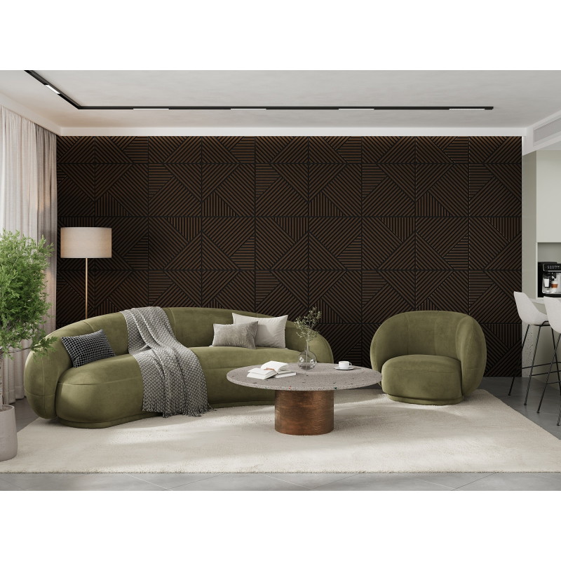 Mexen Linea 25 acoustic wall panel 60 x 60 cm (4 pieces), 9 mm felt, technical veneer, Mocca Oak - S110-60607-25-045