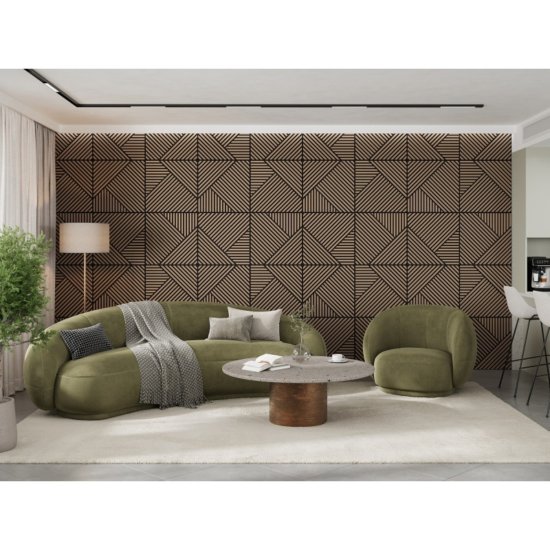 Mexen Linea 25 acoustic wall panel 60 x 60 cm (4 pieces), felt 9 mm, technical veneer, Light Walnut - S110-60607-25-047