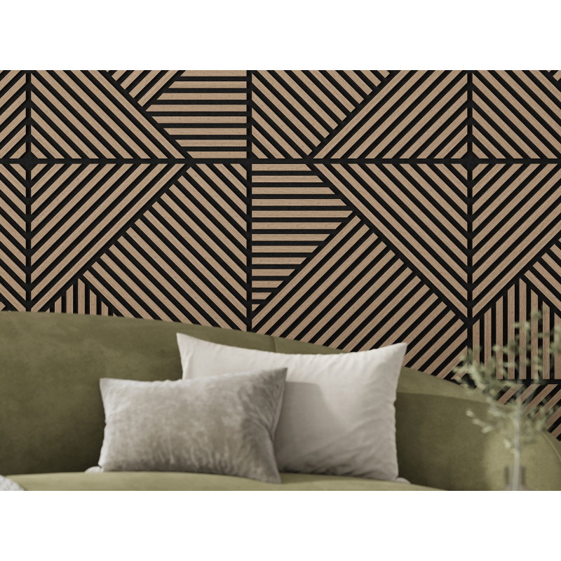 Mexen Linea 25 acoustic wall panel 60 x 60 cm (4 pieces), felt 9 mm, technical veneer, Light Walnut - S110-60607-25-047