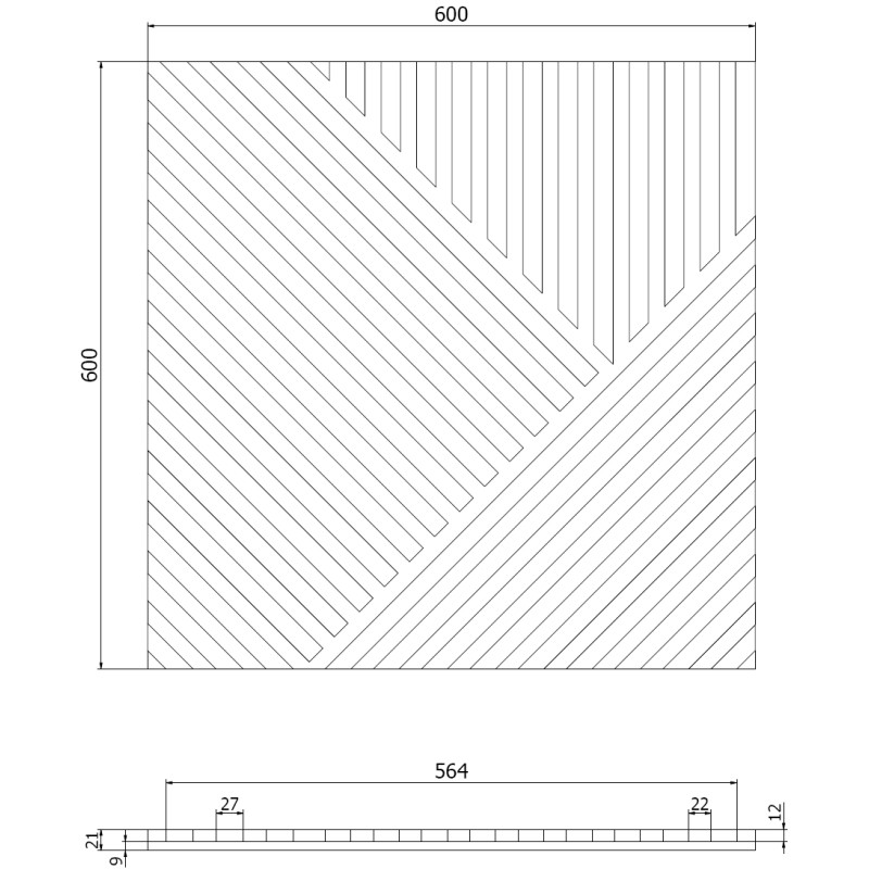 Mexen Linea 25 acoustic wall panel 60 x 60 cm (4 pieces), felt 9 mm, technical veneer, Light Walnut - S110-60607-25-047