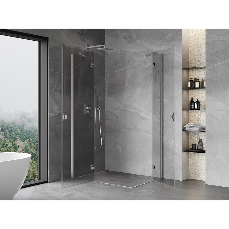 Mexen Mist-H Duo Shower Cabin Hinged Left 95 x 85 cm, Transparent, Brushed Nickel - 8A5-095L-085P-97-00
