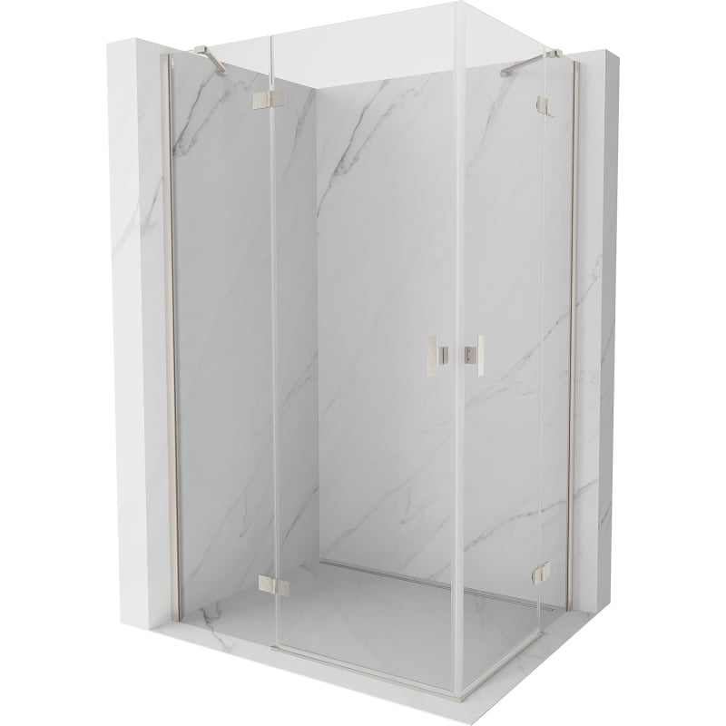 Mexen Mist-H Duo shower enclosure, hinged left, 120 x 85 cm, transparent, brushed nickel - 8A5-120L-085P-97-00