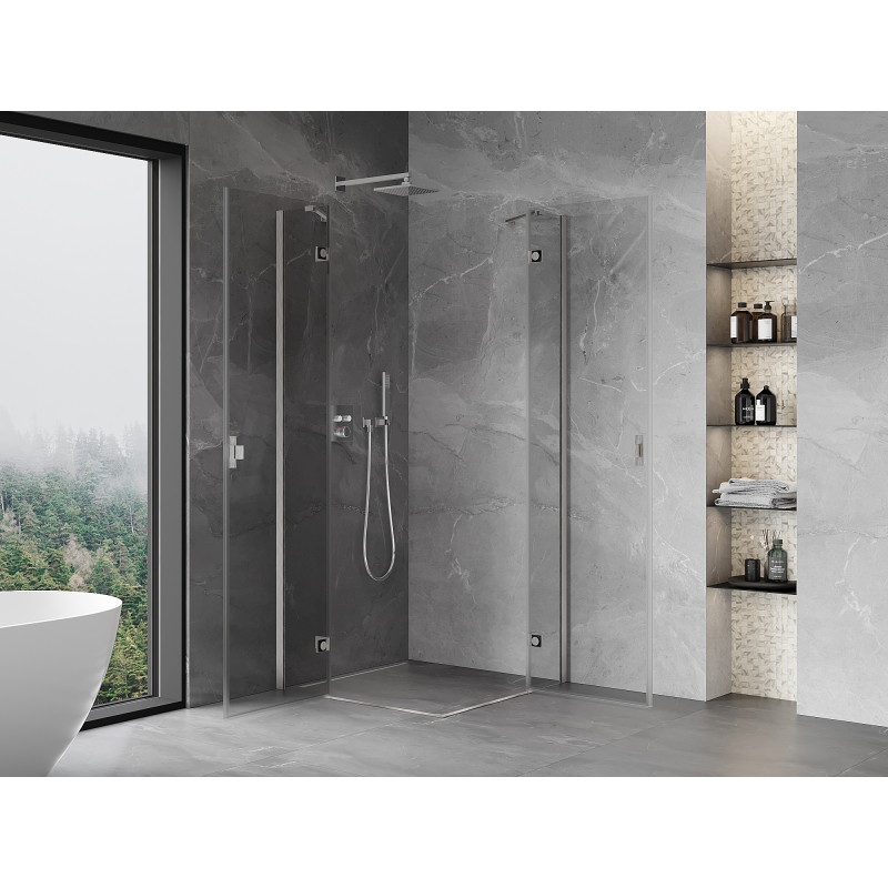 Mexen Mist-H Duo Shower Cabin Hinged 90 x 90 cm, Transparent, Brushed Nickel - 8A5-090L-090P-97-00