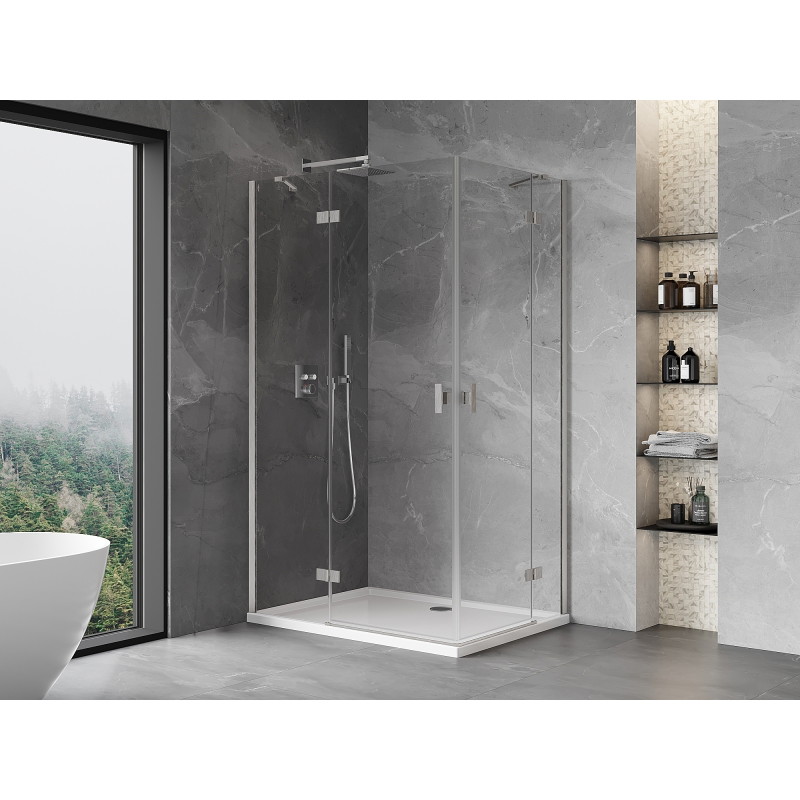 Mexen Mist-H Duo shower enclosure pivot left 95 x 90 cm, transparent, brushed nickel - 8A5-095L-090P-97-00