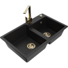 Mexen Tomas 2-compartment granite sink with a kitchen mixer tap Rita, Black - 6516-77-670300-50