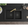Mexen Tomas 2-Bowl Granite Sink with Rita Kitchen Faucet, Black - 6516-77-670300-50-B