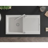 Mexen Leo Granite Kitchen Sink 1-Bowl with Drainer and Duero Faucet, White - 6501-20-671600-00