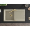 Mexen Leo granite sink 1-bowl with drainer and kitchen faucet Duero, beige - 6501-69-671600-50