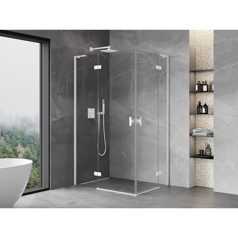 Mexen Mist-H L Duo left-hinged shower cabin 80 x 70 cm, transparent, white - 8A5L-080L-070P-20-00
