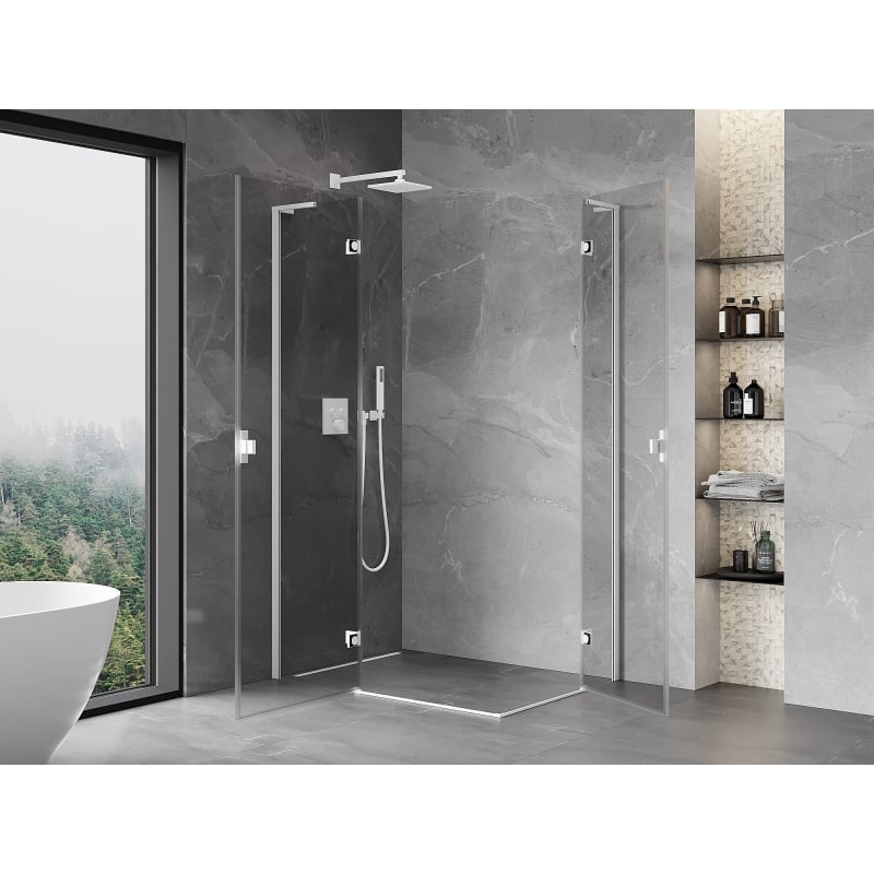 Mexen Mist-H L Duo Left Swing Shower Cabin 90 x 70 cm, Transparent, White - 8A5L-090L-070P-20-00