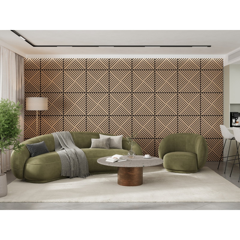 Mexen Linea 08 acoustic wall panel 60 x 60 cm (4pcs), 9 mm felt, technical veneer, Bleached Oak - S110-60607-08-040