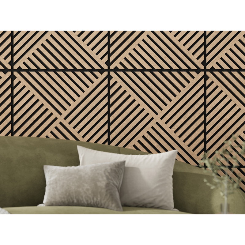Mexen Linea 08 acoustic wall panel 60 x 60 cm (4pcs), 9 mm felt, technical veneer, Bleached Oak - S110-60607-08-040