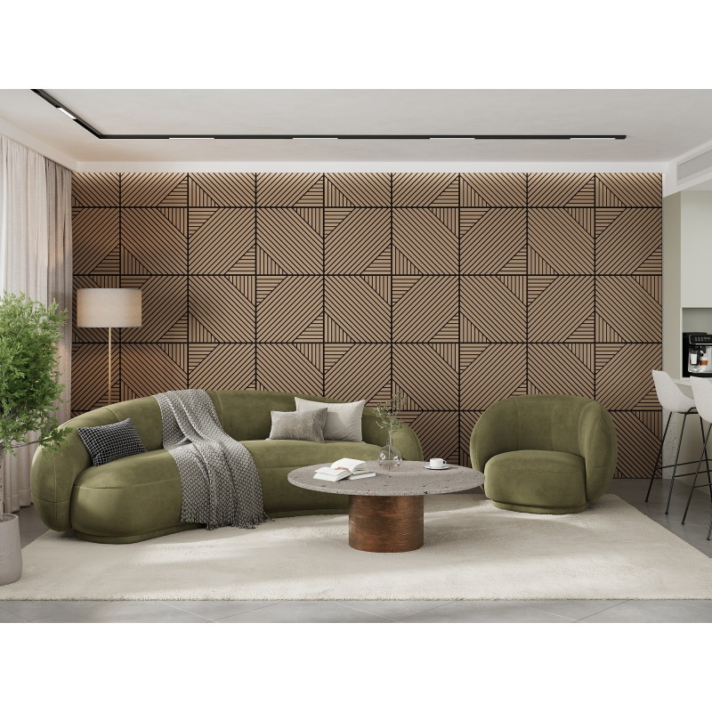 Mexen Linea 26 acoustic wall panel 60 x 60 cm (4 pcs), 9 mm felt, technical veneer, Light Walnut - S110-60607-26-047