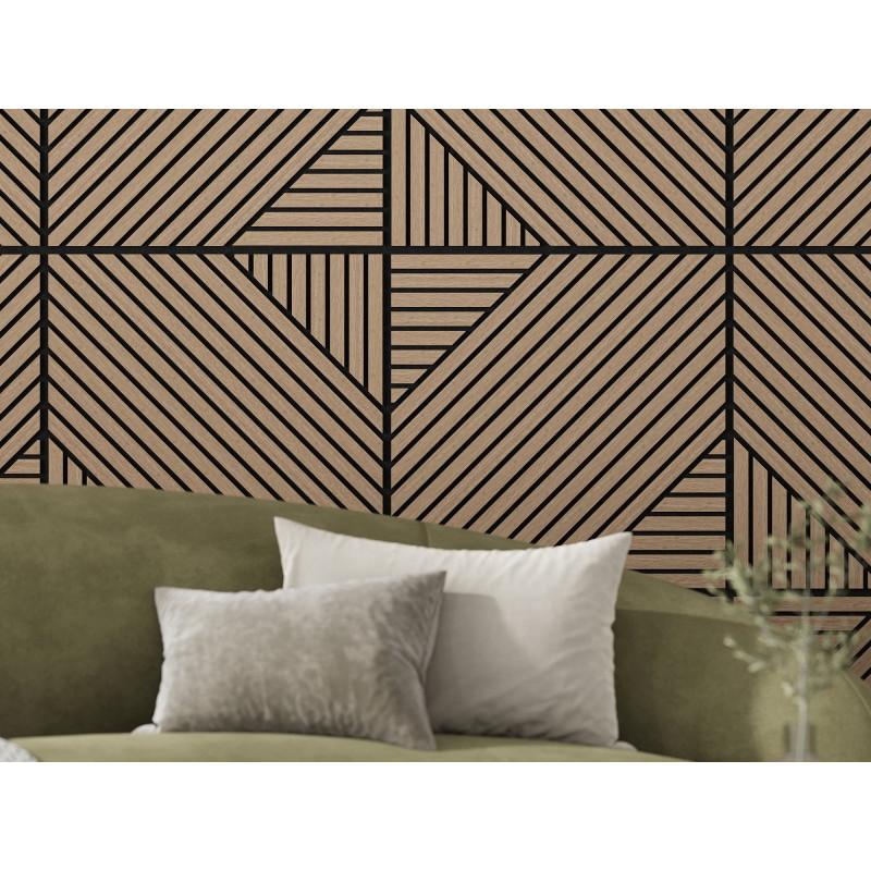 Mexen Linea 26 acoustic wall panel 60 x 60 cm (4 pcs), 9 mm felt, technical veneer, Light Walnut - S110-60607-26-047