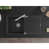 Mexen Leo single-bowl granite sink with drainer and kitchen faucet Duero, black/silver metallic - 6501-73-671600-00