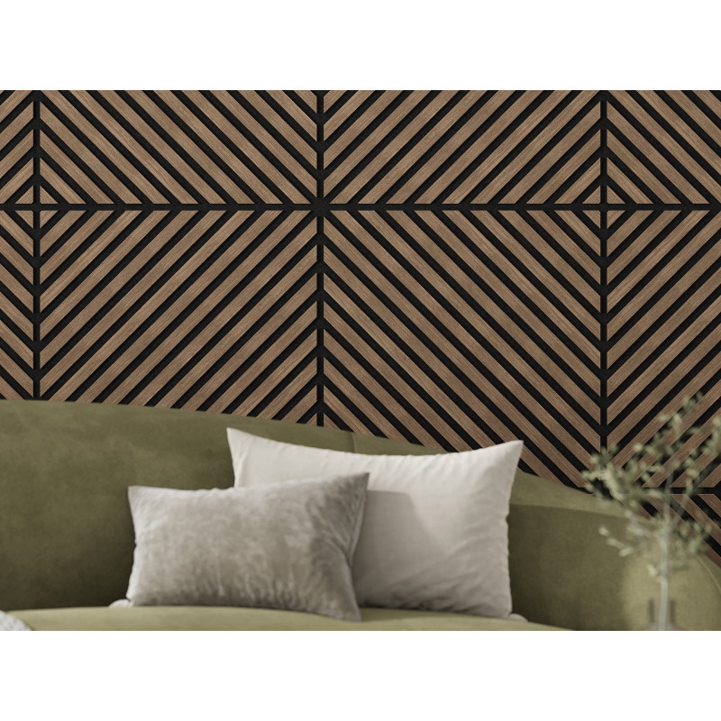 Mexen Linea 39 acoustic wall panel 60 x 60 cm (4pcs), 9 mm felt, technical veneer, Dark Walnut - S110-60607-39-044