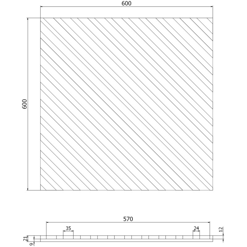 Mexen Linea 39 acoustic wall panel 60 x 60 cm (4pcs), 9 mm felt, technical veneer, Dark Walnut - S110-60607-39-044