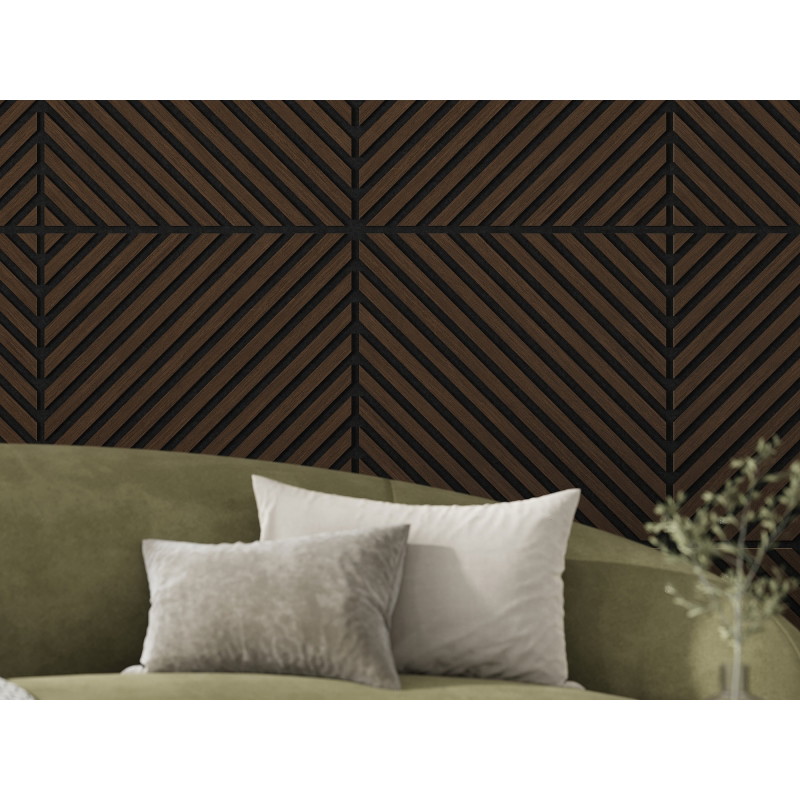 Mexen Linea 39 acoustic wall panel 60 x 60 cm (4pcs), 9 mm felt, technical veneer, Mocca Oak - S110-60607-39-045