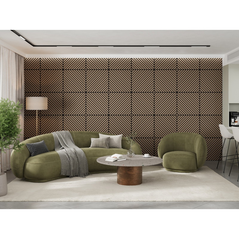 Mexen Linea 39 acoustic wall panel 60 x 60 cm (4 pcs), 9 mm felt, technical veneer, Light Walnut - S110-60607-39-047