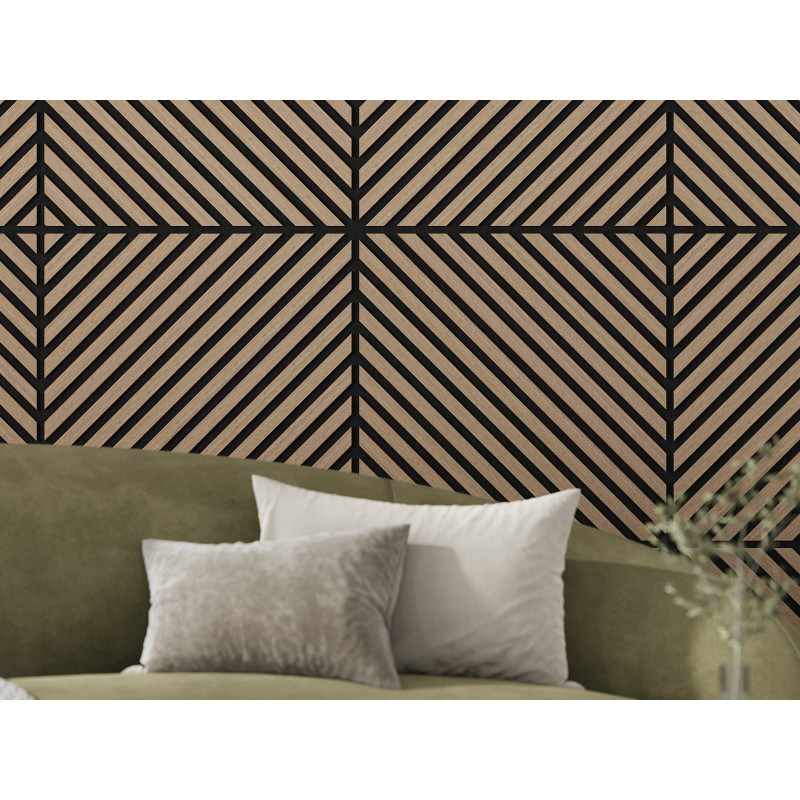 Mexen Linea 39 acoustic wall panel 60 x 60 cm (4 pcs), 9 mm felt, technical veneer, Light Walnut - S110-60607-39-047