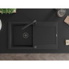Mexen Leo granite sink 1-compartment with drainer and Duero kitchen faucet, black/silver metallic - 6501-73-671600-70-B