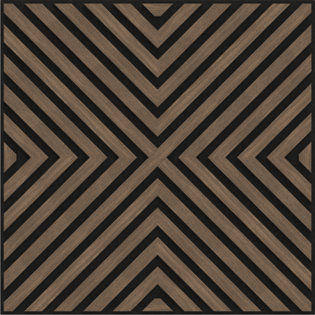 Mexen Linea 01 acoustic wall panel 60 x 60 cm (4pcs), 9 mm felt, technical veneer, Dark Walnut - S110-60607-01-044