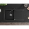 Mexen Leo 1-compartment granite sink with a drip tray and kitchen mixer tap Duero, Black/Silver metallic - 6501-73-671600-70