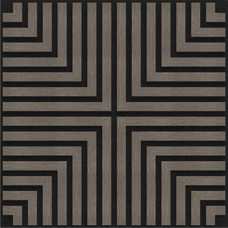 Mexen Linea 02 acoustic wall panel 60 x 60 cm (4 pcs), 9 mm felt, technical veneer, Gray Oak - S110-60607-02-043