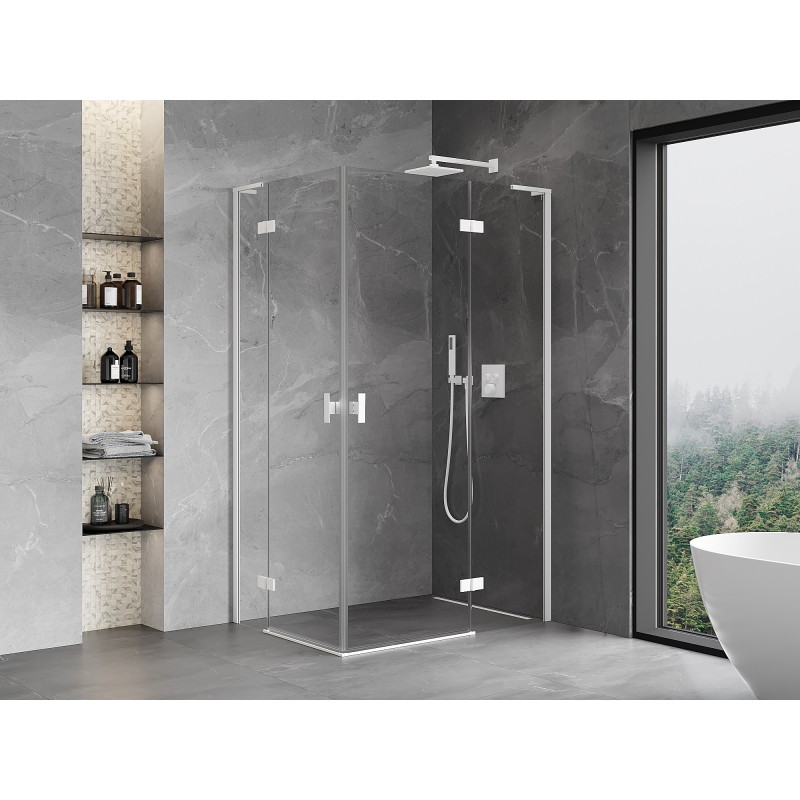 Mexen Mist-H L Duo Swing Shower Enclosure Right 70 x 90 cm, Transparent, White - 8A5L-070L-090P-20-00