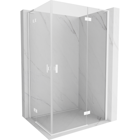 Mexen Mist-H L Duo Swing Shower Enclosure Right 70 x 90 cm, Transparent, White - 8A5L-070L-090P-20-00
