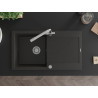 Mexen Leo granite sink 1-bowl with drainer and kitchen faucet Duero, black/gold metallic - 6501-75-671600-00