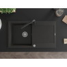 Mexen Leo granite kitchen sink 1-bowl with drainer and kitchen faucet Duero, black/gold metallic - 6501-75-671600-70