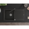 Mexen Leo granite sink 1-bowl with drainer and Duero kitchen tap, black/golden metallic - 6501-75-671600-70