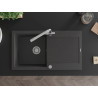 Mexen Leo granite sink 1-bowl with drainer and Duero kitchen faucet, black speckled - 6501-76-671600-00