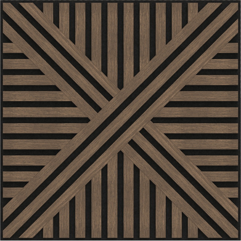 Mexen Linea 05 acoustic wall panel 60 x 60 cm (4 pcs), 9 mm felt, technical veneer, Dark Walnut - S110-60607-05-044