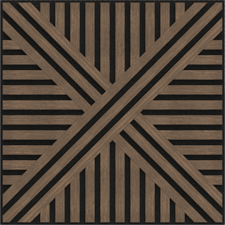Mexen Linea 05 acoustic wall panel 60 x 60 cm (4 pcs), 9 mm felt, technical veneer, Dark Walnut - S110-60607-05-044