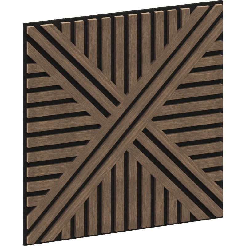 Mexen Linea 05 acoustic wall panel 60 x 60 cm (4 pcs), 9 mm felt, technical veneer, Dark Walnut - S110-60607-05-044