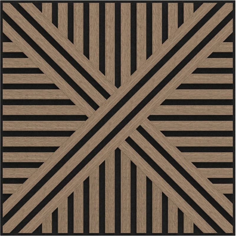 Mexen Linea 05 acoustic wall panel 60 x 60 cm (4pcs), 9 mm felt, technical veneer, Light Walnut - S110-60607-05-047