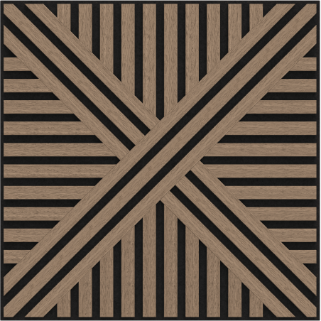 Mexen Linea 05 acoustic wall panel 60 x 60 cm (4pcs), 9 mm felt, technical veneer, Light Walnut - S110-60607-05-047